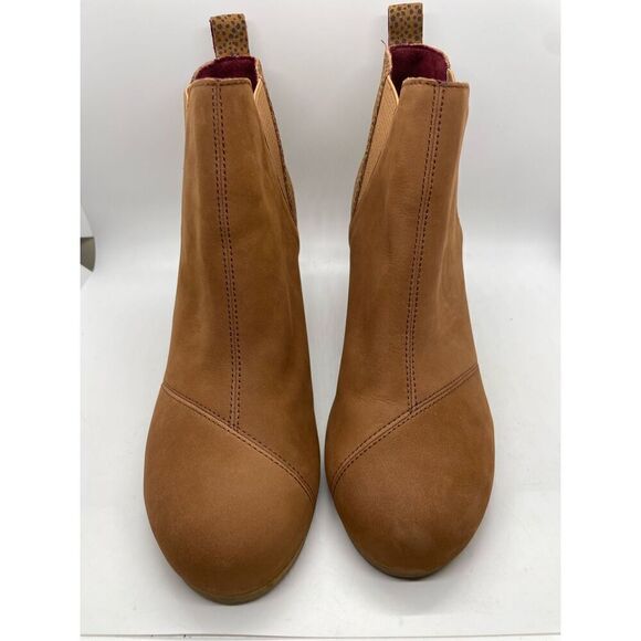 New TOMS Desert Tan Leopard Suede Kelsy Bootie 10014153 Wedge Comfort Sz 10 - Picture 3 of 11